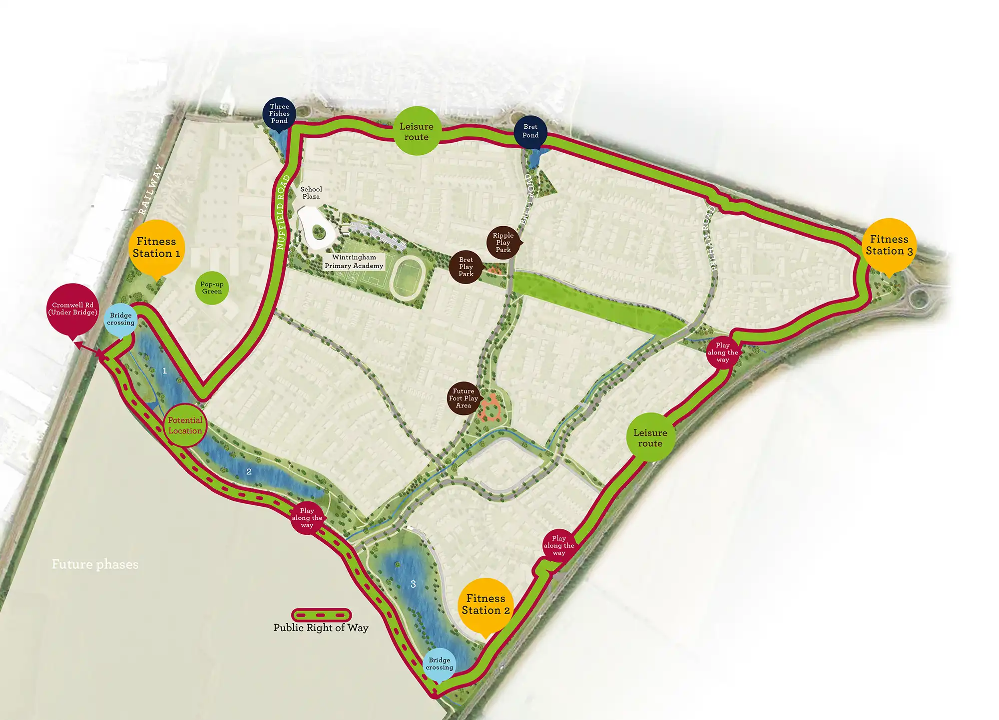 Map showing the Fitness Station locations