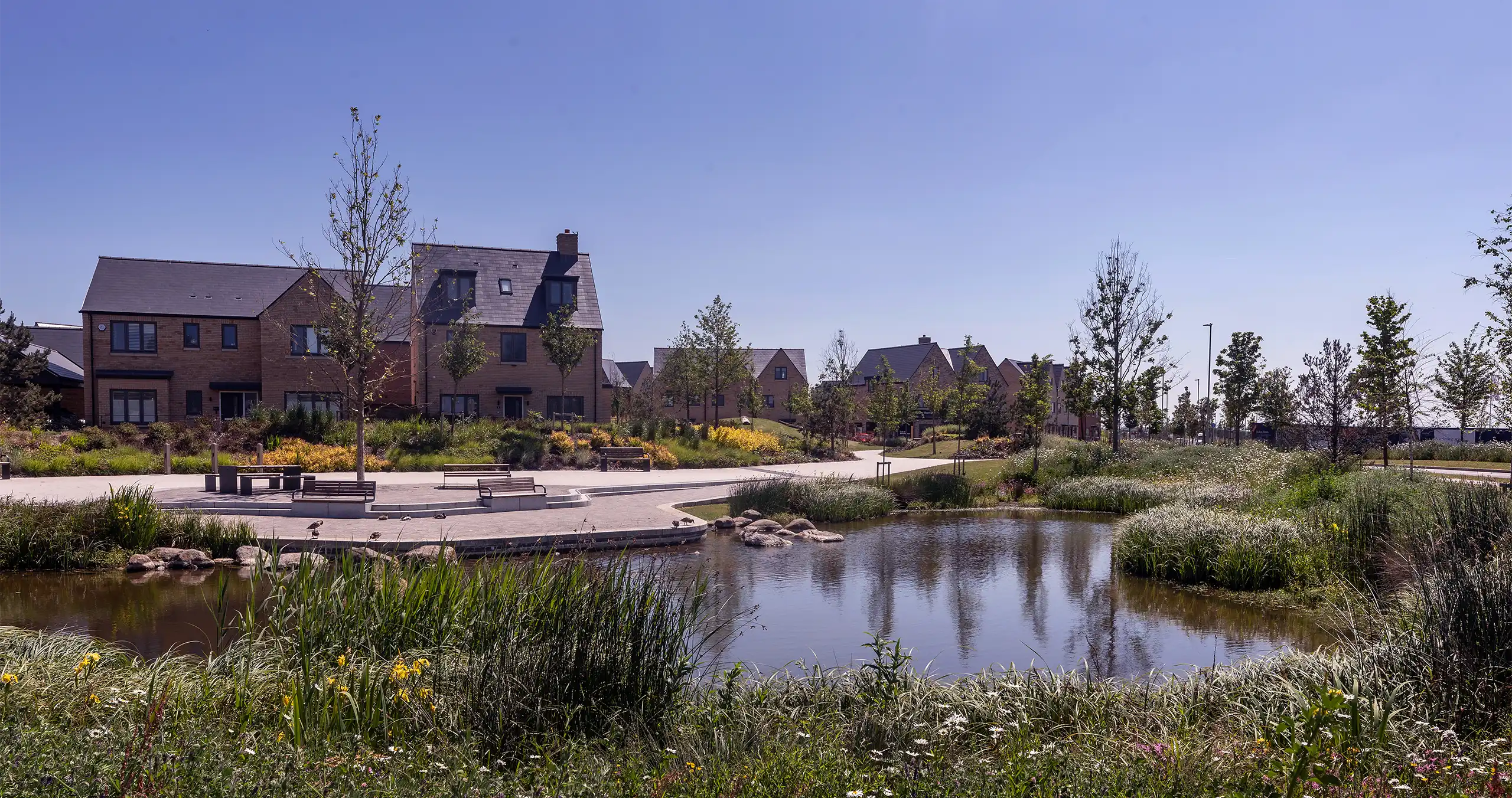 Houses at Wintringham with a pond in the foreground